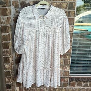 Zara Women's Polka Dot Mini Button up Dress, Size М